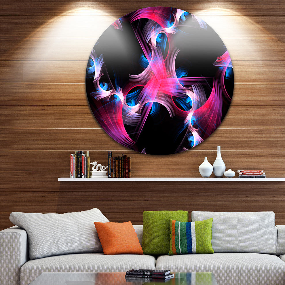 Purple Blue Fractal Flowers, Floral Abstract Art Round Wall Art, 11"