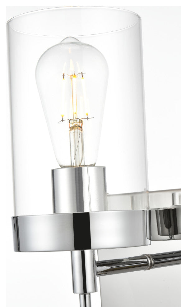1 Light Chrome And Clear Bath Sconce