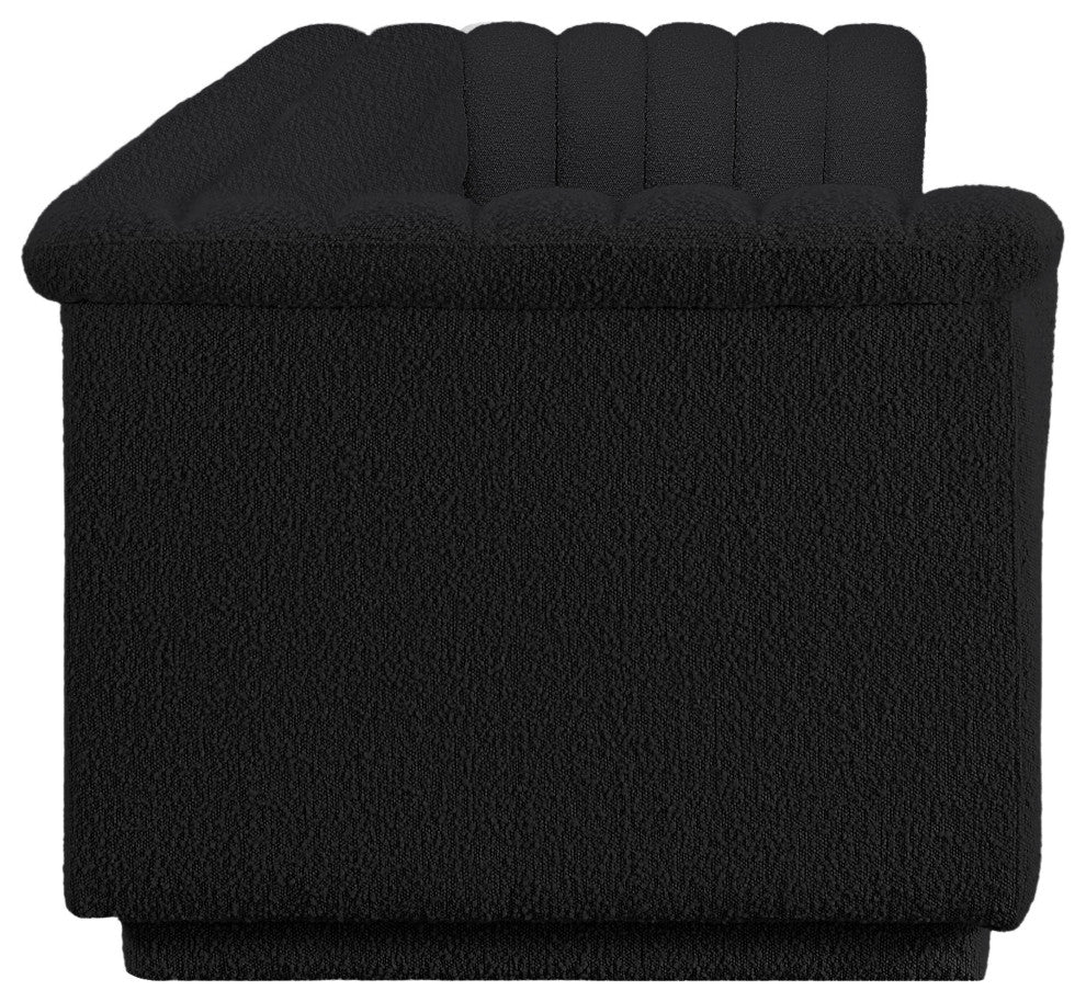 Cascade Upholstered Modular Sofa, Black, Boucle Fabric, Straight Sofa