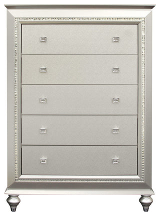 Wood Chest with 5 Drawers, Champagne