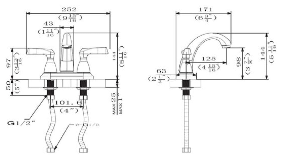 Parmir Double Handle Standard Holes Vanity Faucet, #1
