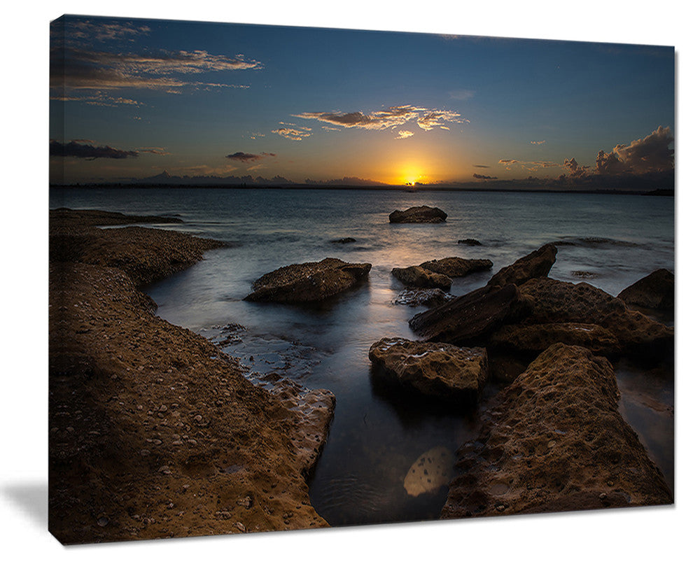 "Rocky Sydney Beach at Sunset" Canvas Print