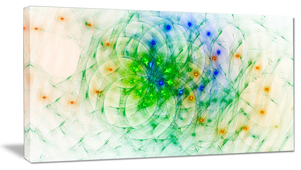 Green Outline of Fractal Colors, Abstract Wall Art Canvas, 32x16