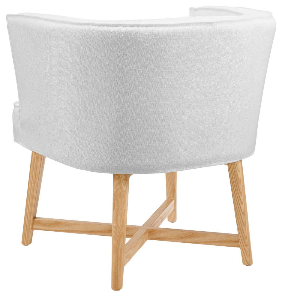Accent Chair, Fabric, Wood, White, Modern, Living Lounge Hotel Lobby Hospitality