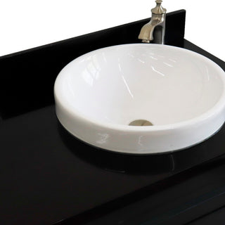 37" Single Sink Vanity, Dark Gray Finish With Black Galaxy Granite