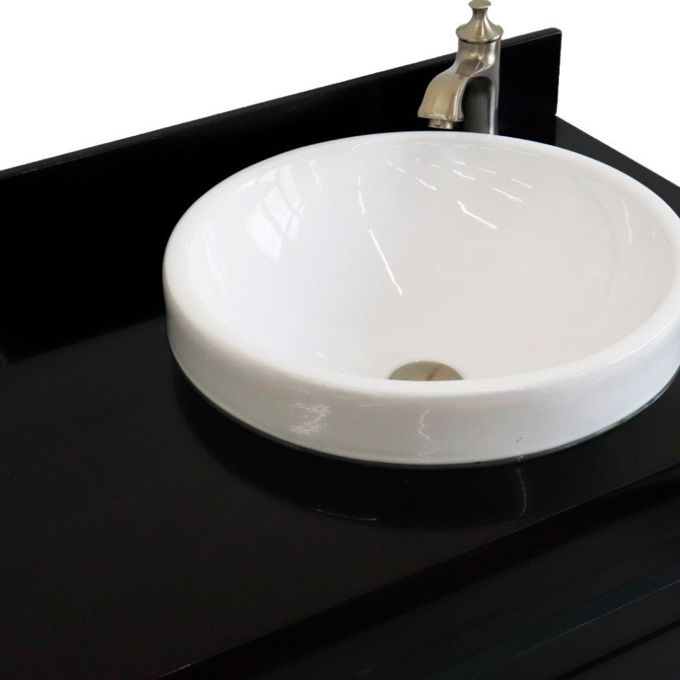 37" Single Sink Vanity, Dark Gray Finish With Black Galaxy Granite