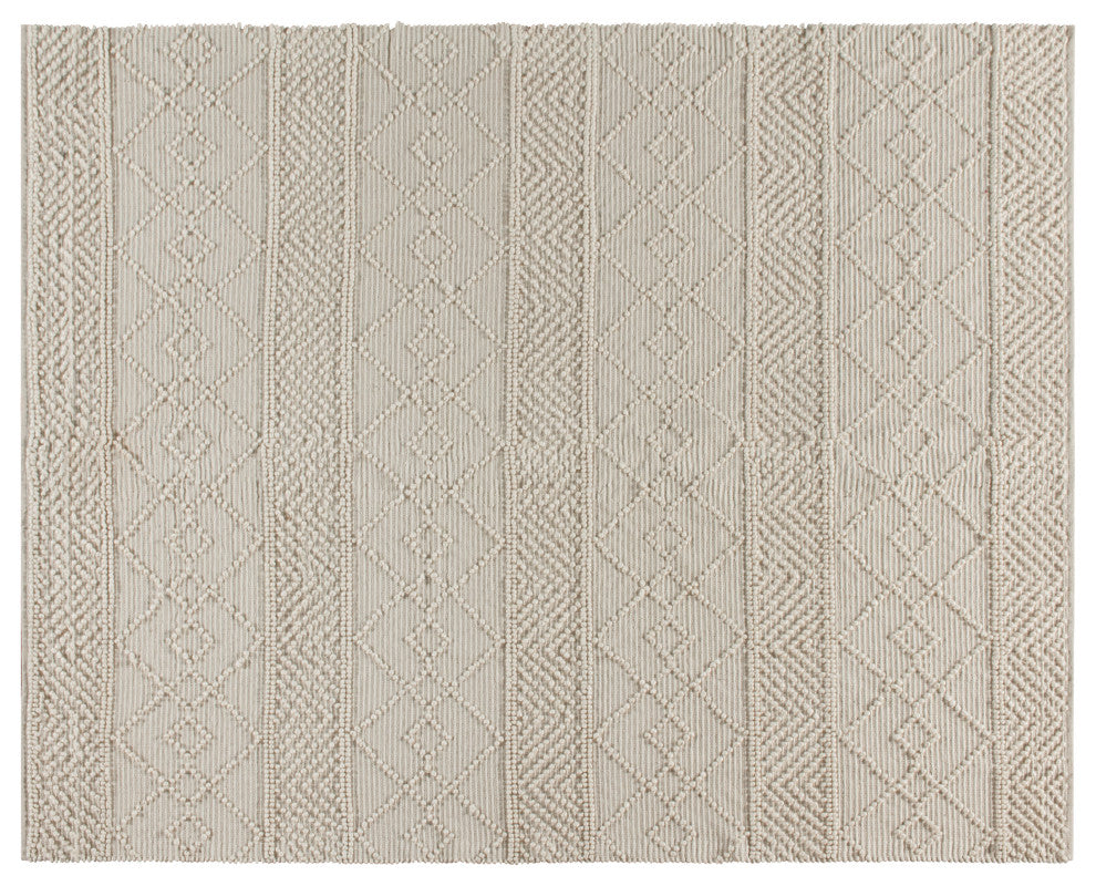 Casey Collection Rectangle 8' x 10' Ivory Geometric Design Handwoven Area Rug