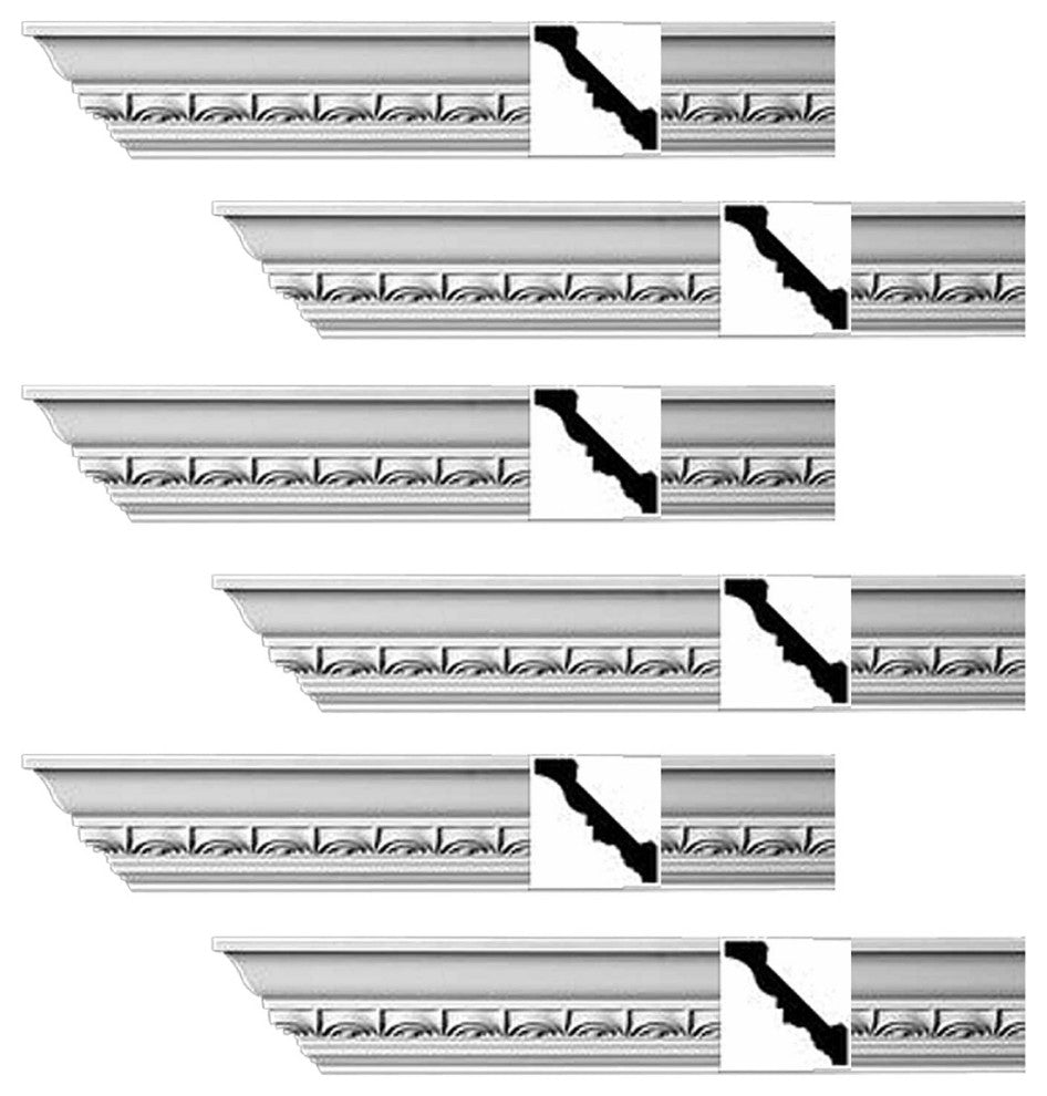 Ornate Cornice White Urethane Bellance Design 6 Pieces Totaling 564" Length