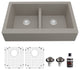 Karran Retrofit Farmhouse Quartz 34" Double Bowl Sink Kit, Concrete