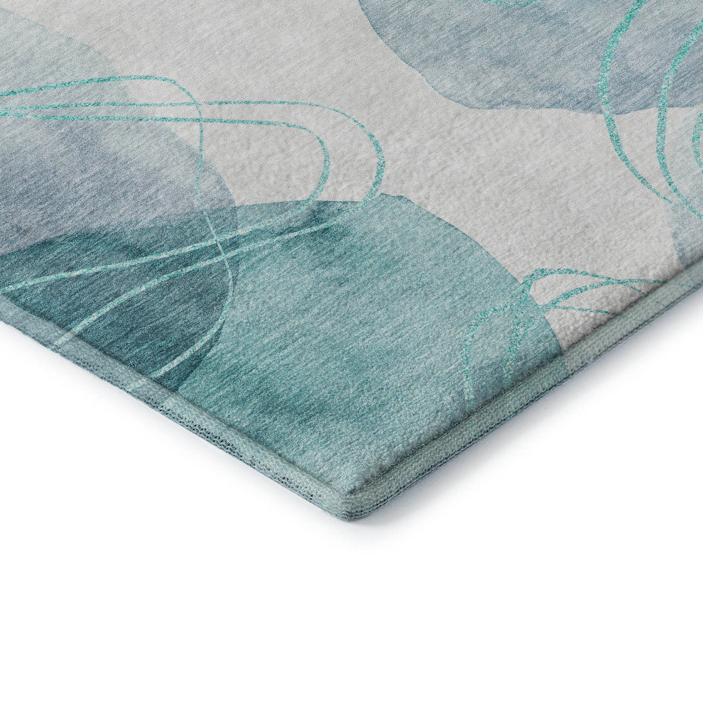 Premium Machine Washable Mayfield AMF544 Teal 2'6" x 3'10" Rug