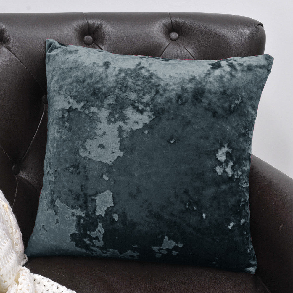 Crushed Velvet Pillow Cover 4 Piece Set, Gun Metal, 20" X 20"