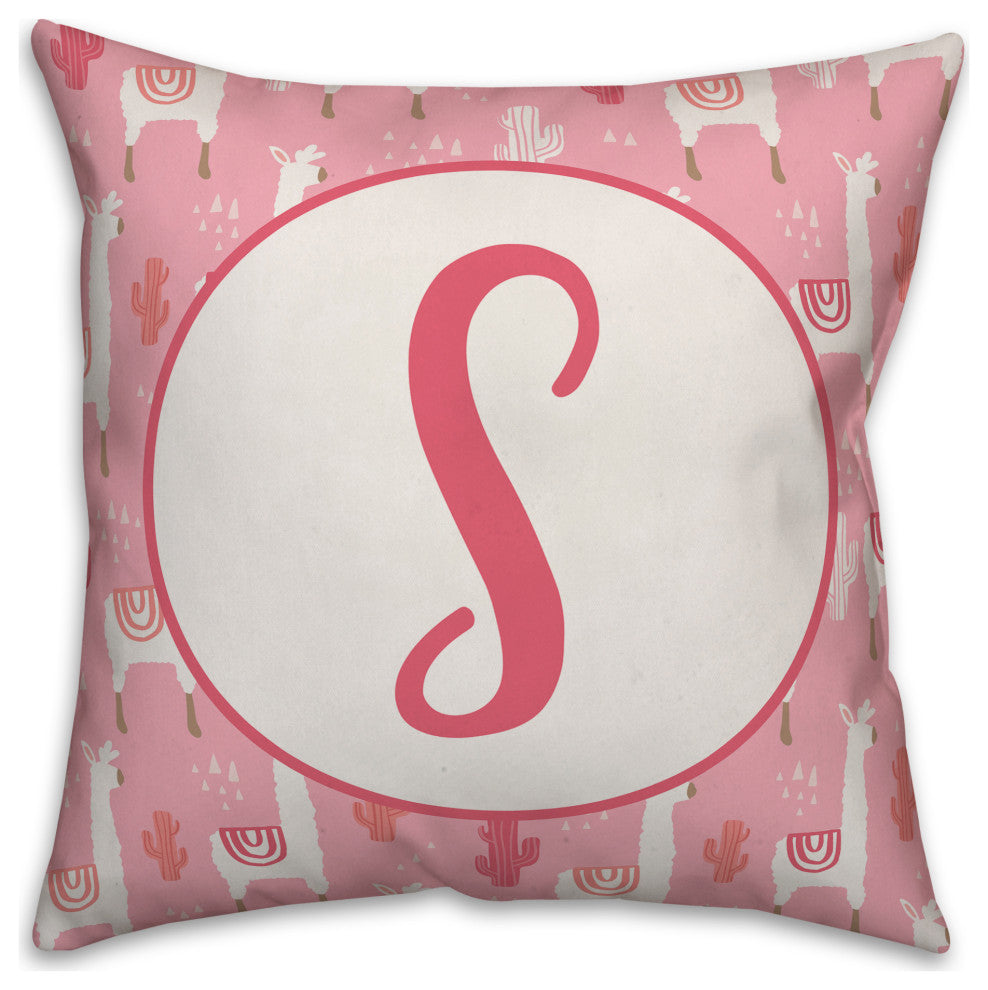 Monogram Lllama Pattern - S 16x16 Spun Poly Pillow