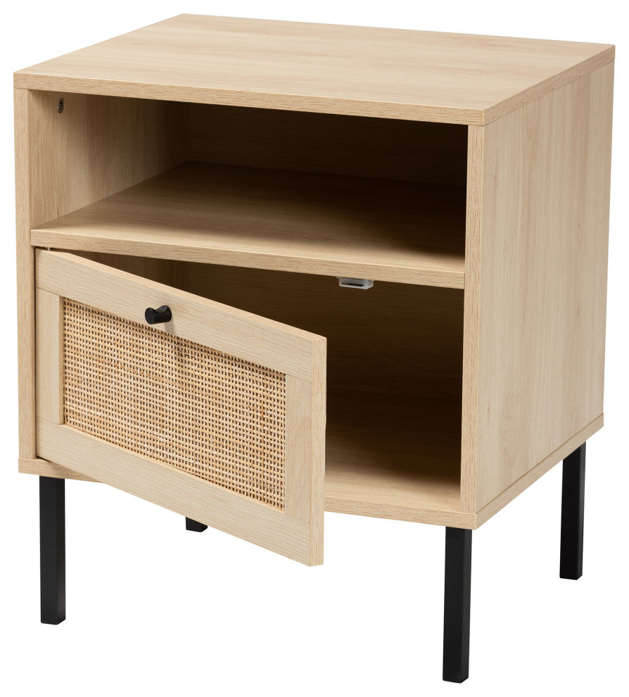 Traci Natural Rattan 1-Door Nightstand