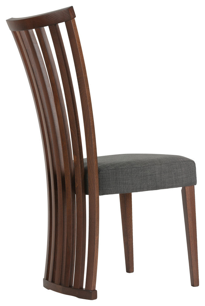 Cortesi Home Ingrid Dining Chair, Charcoal Fabric, Walnut Finish, Set of 2