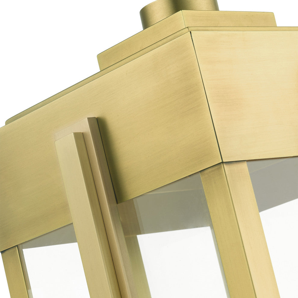 Natural Brass Art Deco, Sophisticated Outdoor Post Top Lantern
