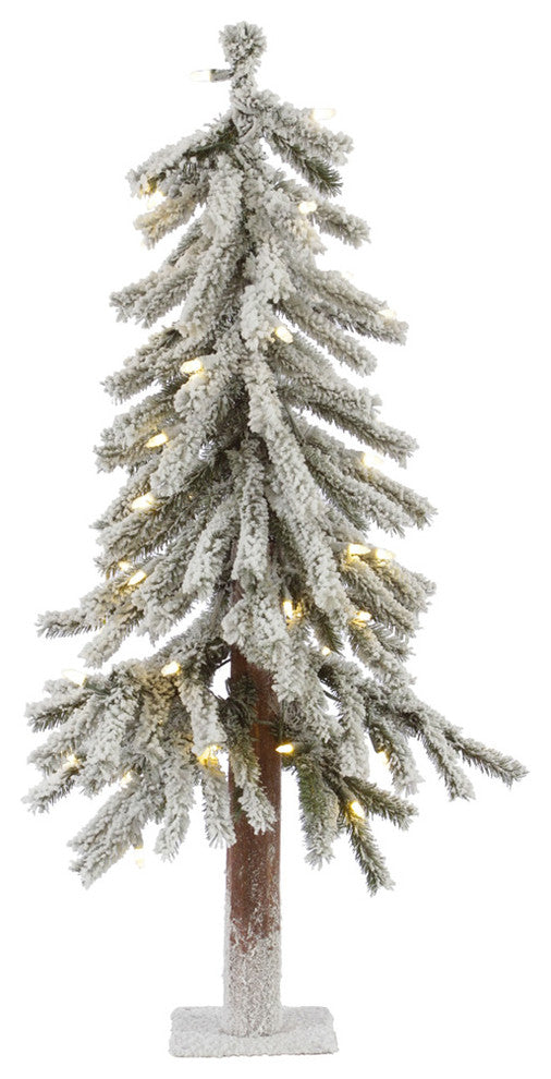 Vickerman Flocked Alpine Tree, 2', Warm White Led Lights