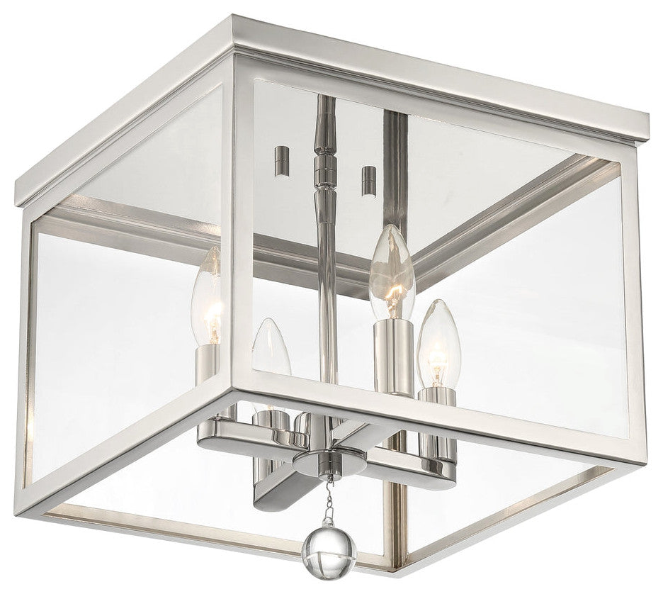 Crystorama WES-9900-PN, 4-Light Ceiling Mount, Polished Nickel