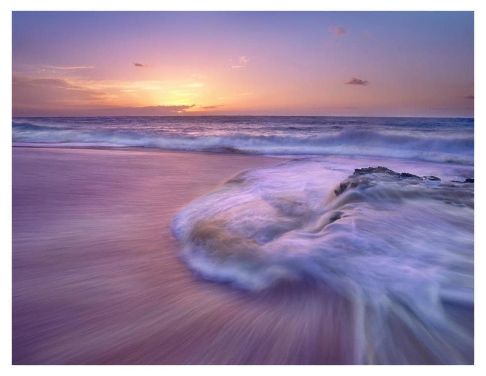 "Sandy beach at sunset, Oahu, Hawaii" Paper Print by Tim Fitzharris, 34"x26"