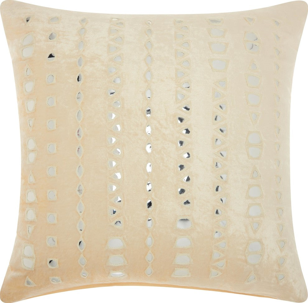 Nourison Mina Victory Life Styles Velvet Mirror Stripe Ivory Throw Pillow
