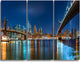 "Brooklyn and Manhattan Bridges Night" Metal Wall Art, 3 Panels, 36"x28"