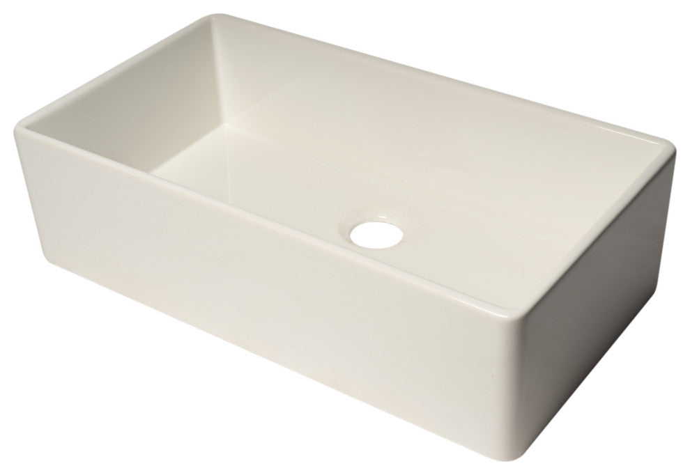 ALFI brand AB536-W White 36" Smooth Apron Single Bowl Fireclay Farm Sink