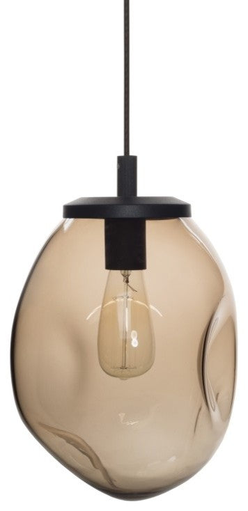 Pendant Light Handblown Glass Contemporary Hanging Light, Brown,12"
