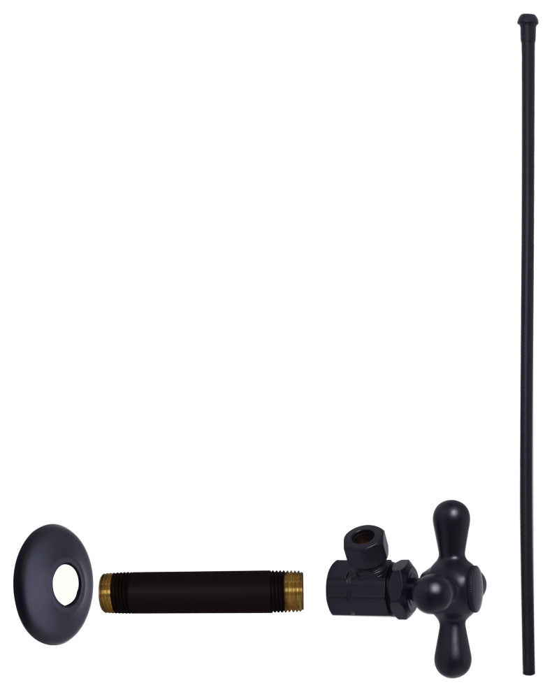 Toilet Kit - 1/2" Ips X 3/8" Od X 20" Flat Head In Polished Brass, Powder Coated Flat Black
