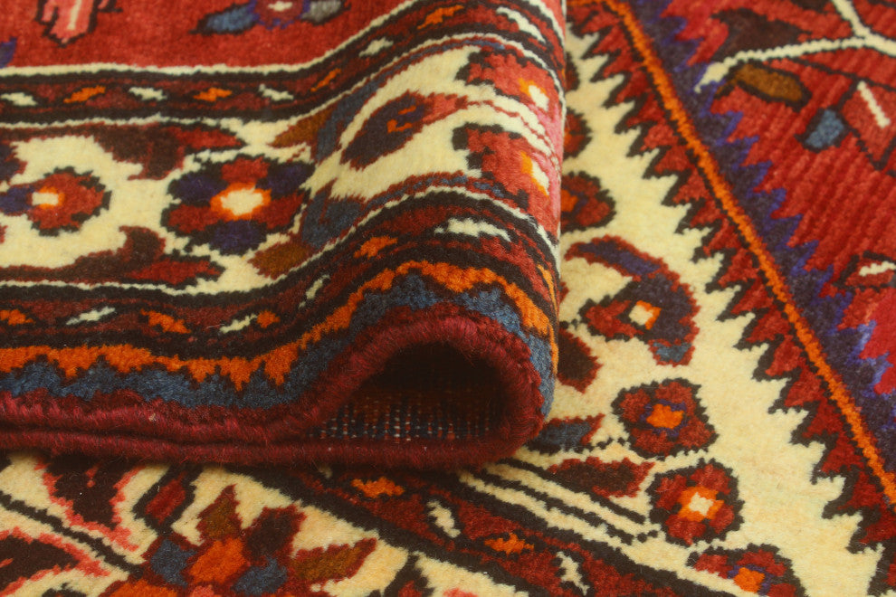 Fine Vintage Distressed Ariela Red/Ivory Runner, 3'8 x 9'10