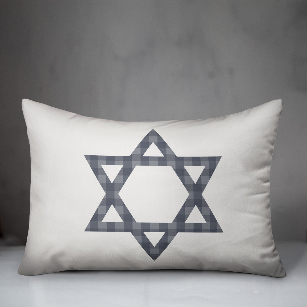 Plaid Star of David 14"x20" Throw Pillow Cover