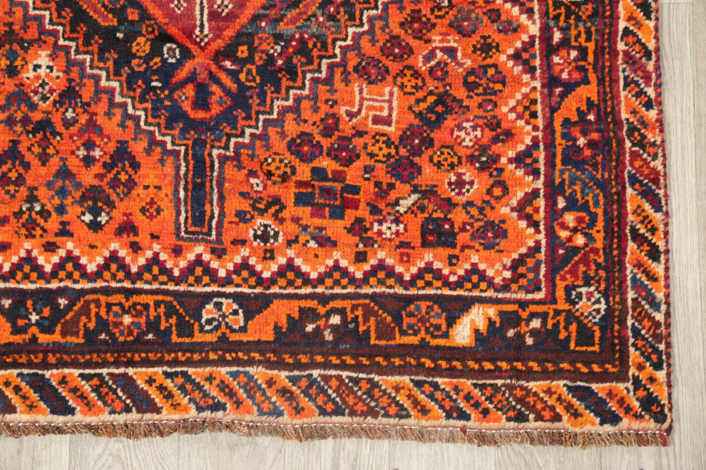 Consigned, Oriental Traditional Handmade Persian Vintage Area Rug, Orange, 4x7
