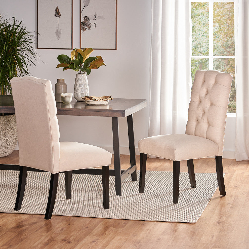 GDF Studio Prince Fabric Dining Chair, Set of 2, Natural Plain