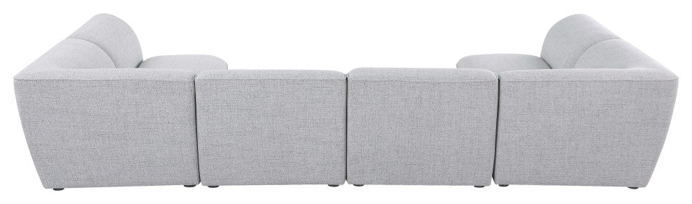 Miramar Linen Textured Fabric  6-Piece Modular U-Shaped Sectional, Grey
