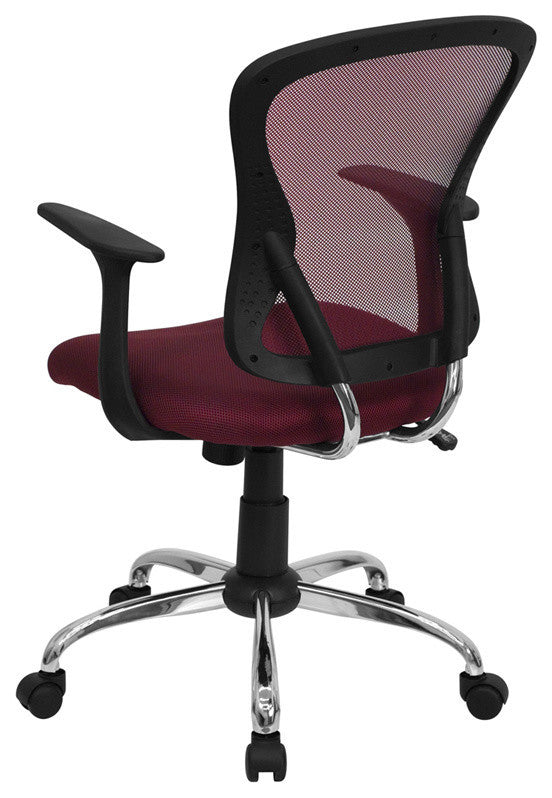 Mid-Back Mesh Swivel Task Chair with Chrome Base, Burgundy