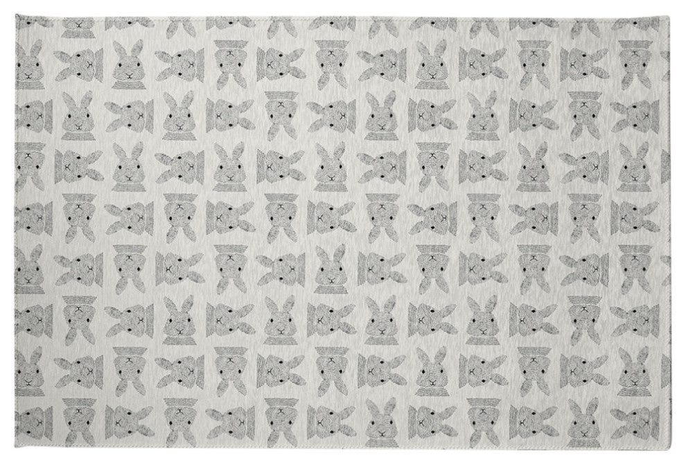 Criss Cross Bunnies Easter Chenille Rug, Whisper White, 2'x3'