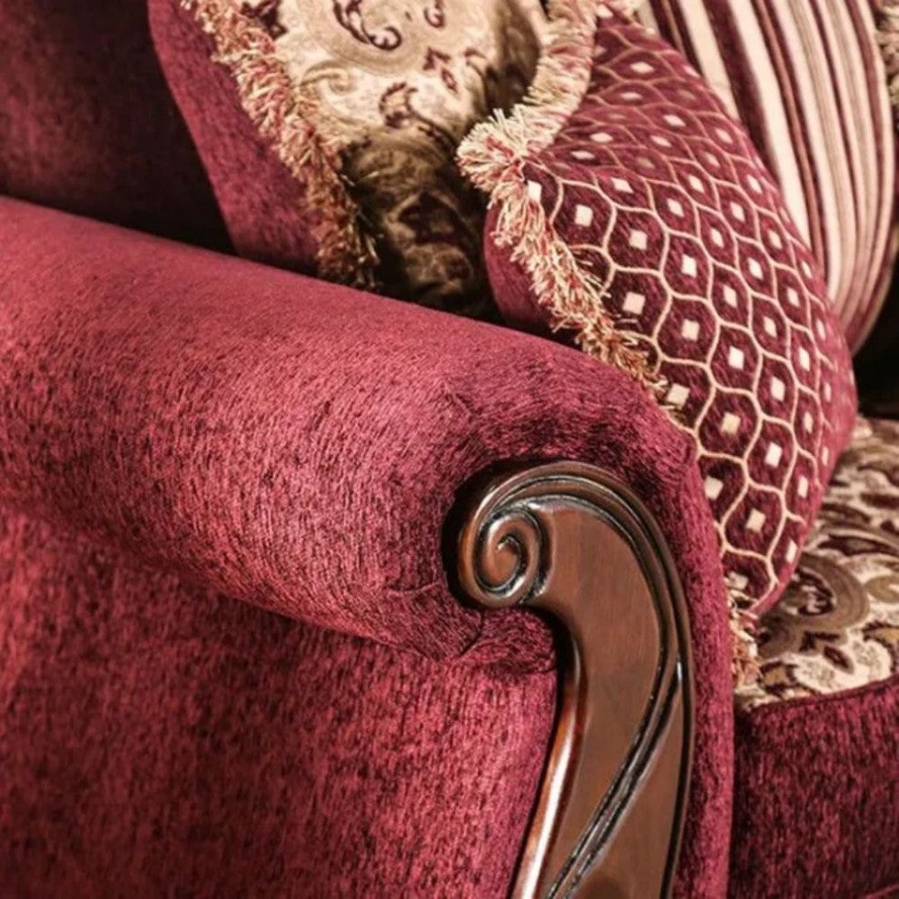Upholstered Loveseat with Rolled Arms Design, Loveseat