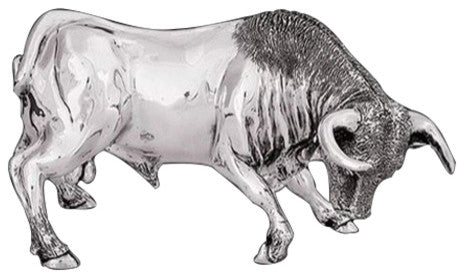 Silver Plated Bull Sculpture 7500