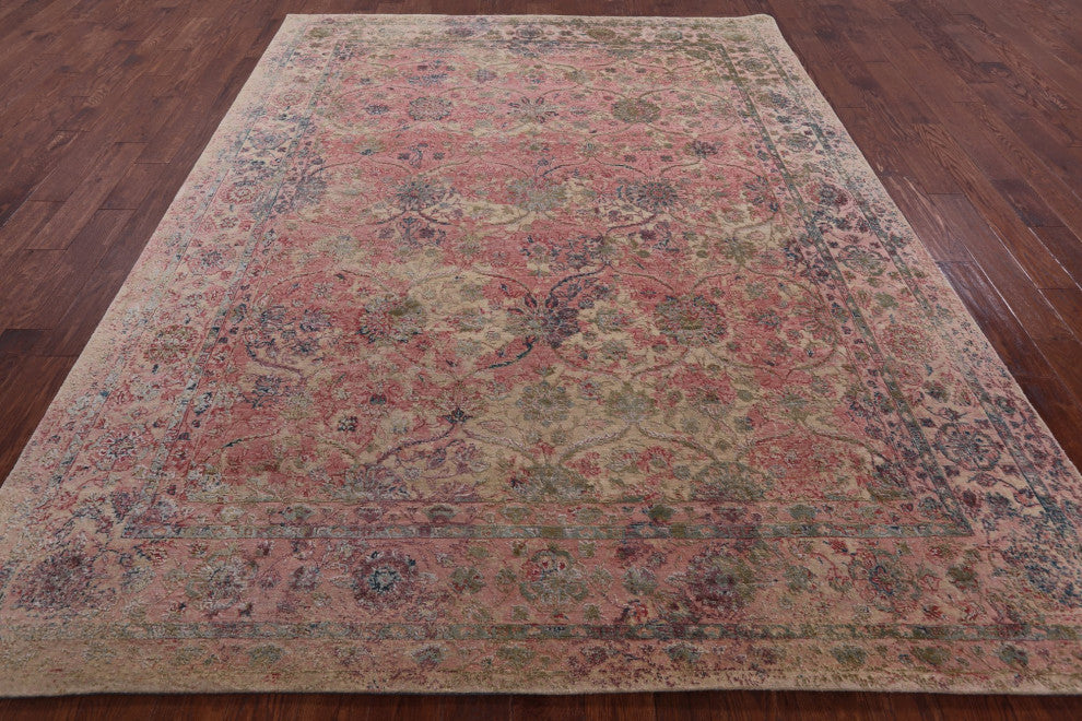 Hand-Knotted Persian Wool and Silk Rug 8' 0" X 10' 4" Q7082