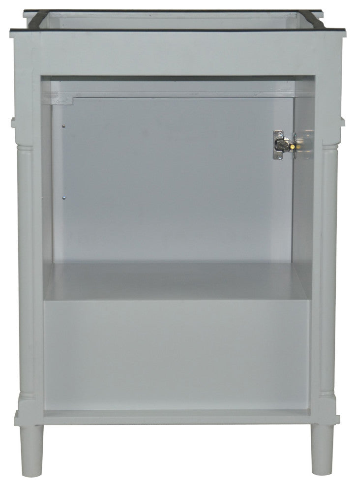24" Single Vanity, Light Gray With White Carrara Marble Top