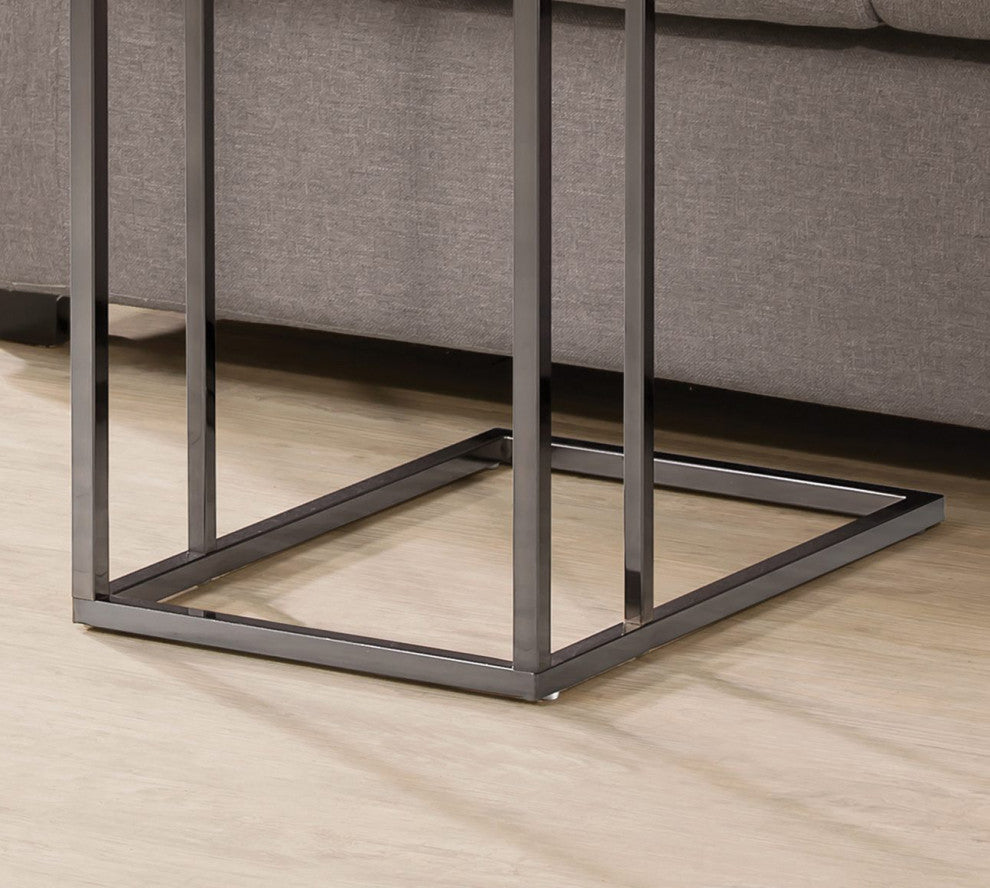 Snack Table With Nickel Base, Weathered Gray