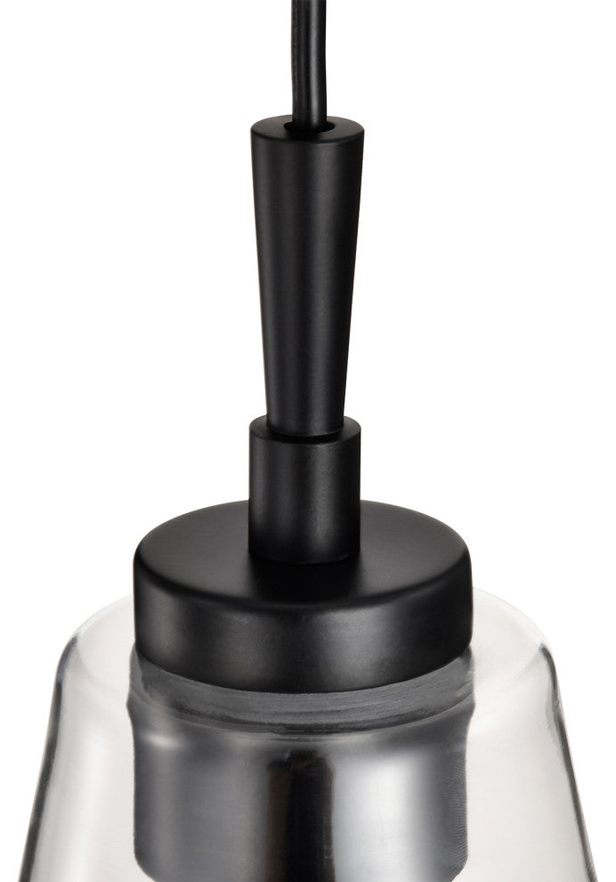 Briarwood 1-Light Matte Black Modern Pendant With Clear Cone Glass Shade