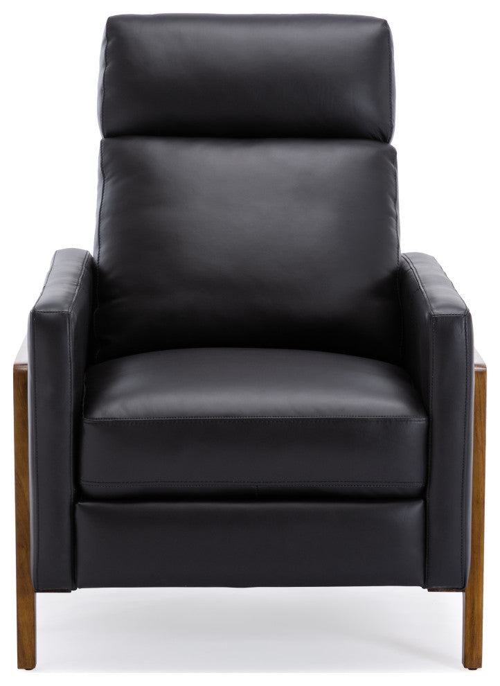 Reed Leather Push Back Recliner, Black