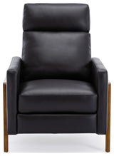 Reed Leather Push Back Recliner, Black