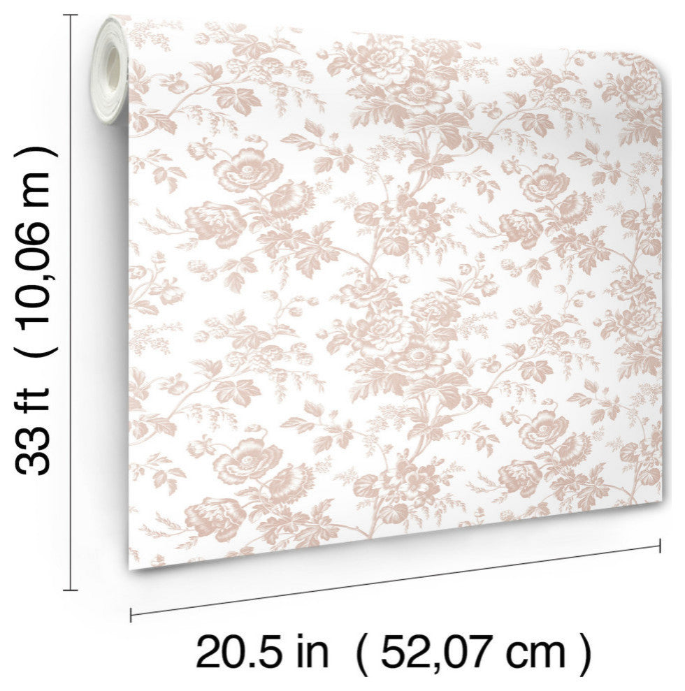 Anemone Toile Blush Wallpaper