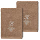 Linum Home Turkish Cotton Monica 2-Piece Embellished Washcloth Set, Latte