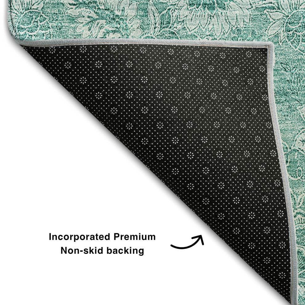 Premium Machine Washable Mayfield AMF662 Teal 9' x 12' Rug