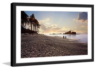 "Sunset Beach Walk" Framed Painting Print, 18"x12"