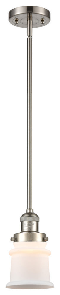 Small Canton 1-Light Mini Pendant, Brushed Satin Nickel, Matte White