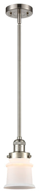 Small Canton 1-Light Mini Pendant, Brushed Satin Nickel, Matte White