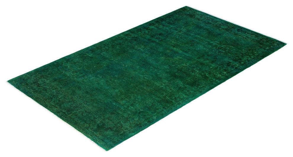 Overdyed One-of-a-Kind Hand-Knotted Area Rug Green, 3' 1" x 5' 3"