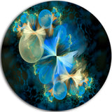 Fractal 3D Blue Bubbles, Abstract Art Large Disc Metal Wall Art, 36"